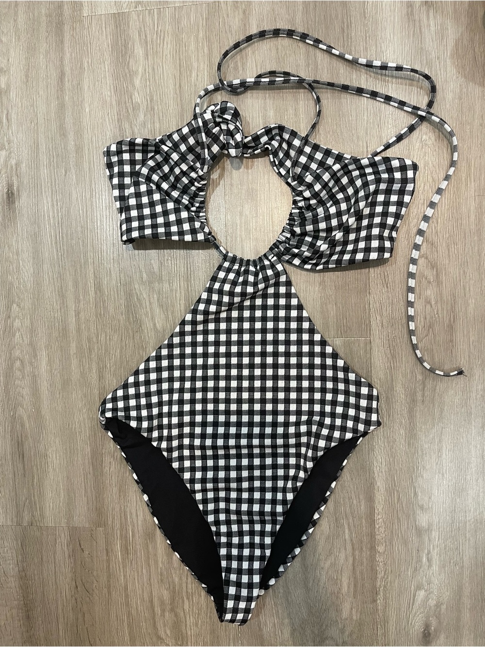Mara Hoffman Black and White Gingham One-Piece Swimsuit